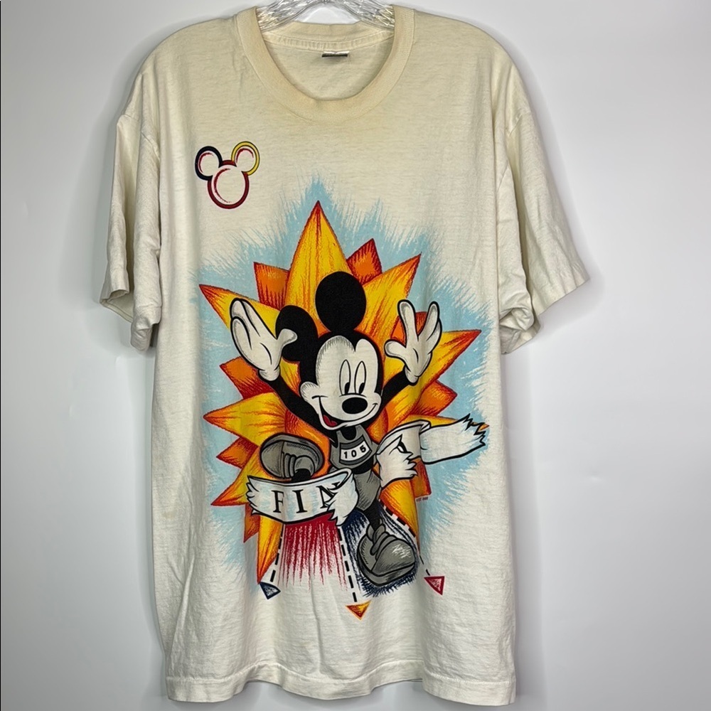 Vintage Mickey Unlimited Jerry Leigh Mickey Mouse Race Finish Line Tshirt OS